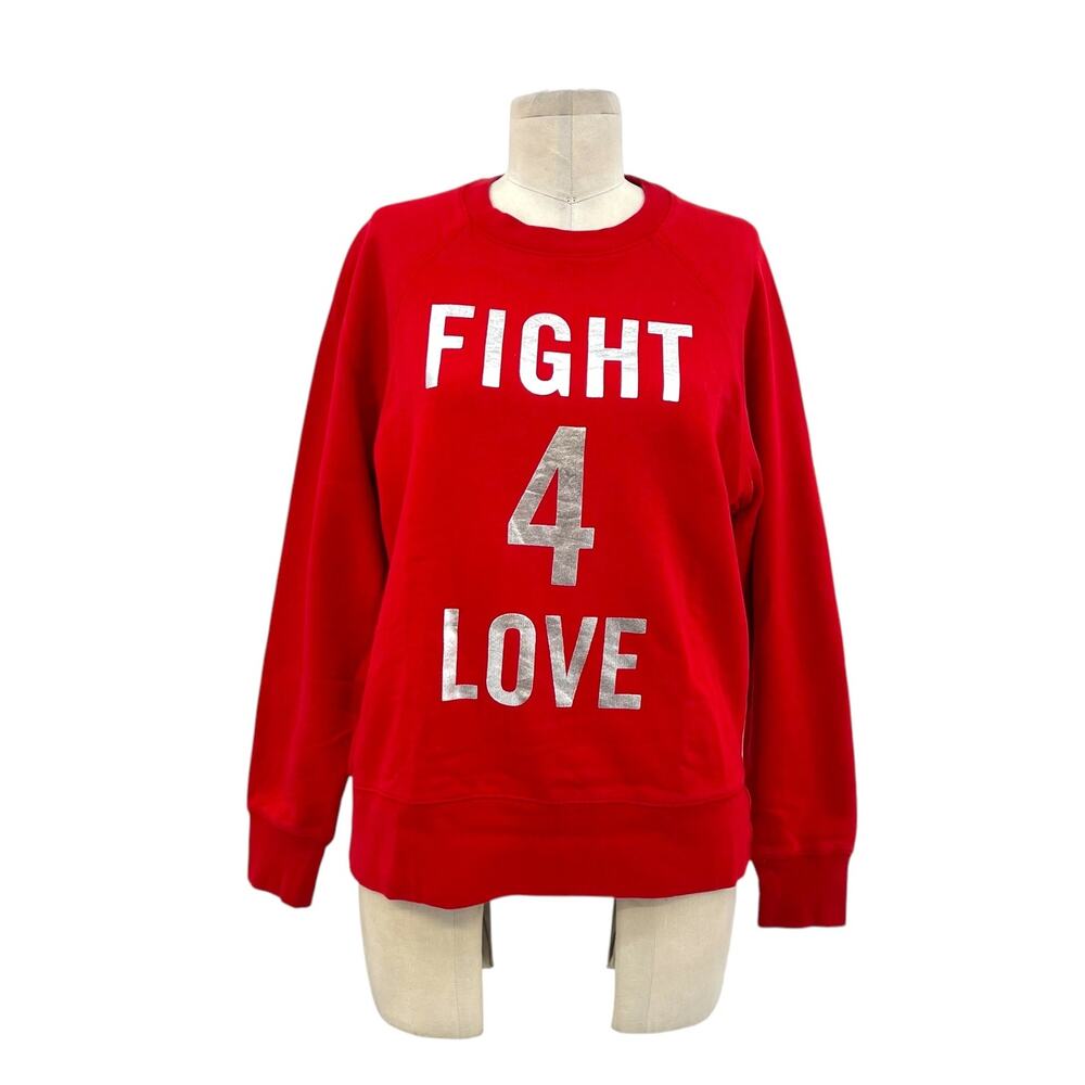 Zadig & Voltaire Fight‎ 4 Love Sweatshirt Top Upper Foil Red Silver Size XS
